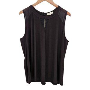 Faith and Joy Women Top Sz 3X 26 28 Black Blouse Silky Smooth Work Cami Stretch